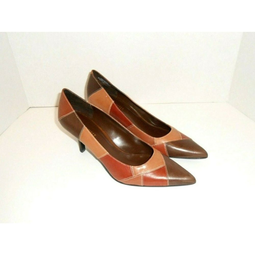 Nine West Brown Pumps 8.5 Medium Patchwork Leather Heels